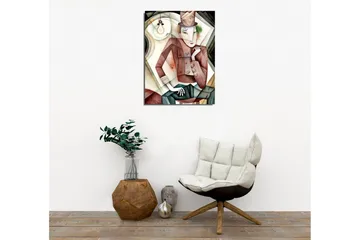 Lerretsbilde - Stilisert mann i hatt med mystisk blikk - Brun / Grønn / Beige - Interiør - Maleri & posters - Lerretsbilder