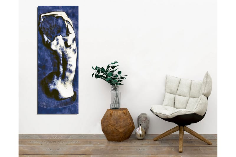 Lerretsbilde - Stilisert rygg av et nakent menneske i en elegant positur - Mørk blå / Hvit - Interiør - Maleri & posters - Lerretsbilder