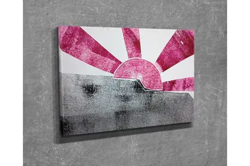 Lerretsbilde - Stilisert soloppgang med stråler i rosa og grått - Rosa / Grå - Interiør - Maleri & posters - Lerretsbilder