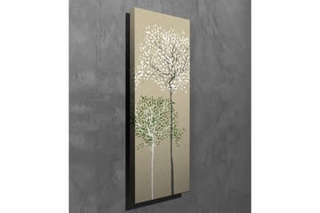 Lerretsbilde - Stiliserte trær med hvite og grønne blader på en nøytral bakgrunn - Grønn / Hvit / Beige - Interiør - Maleri & posters - Lerretsbilder