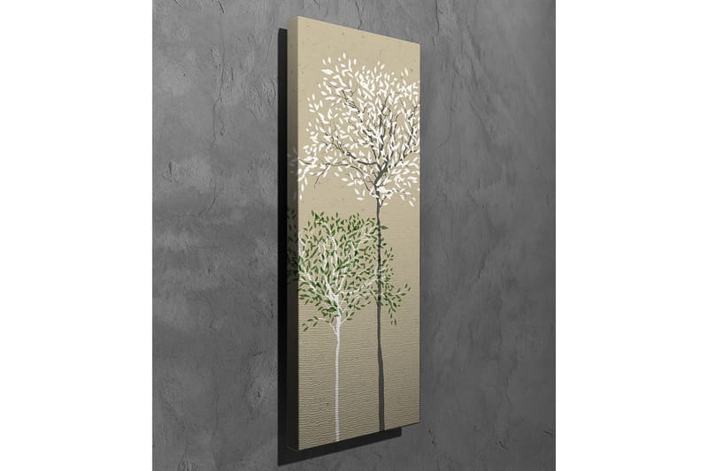 Lerretsbilde - Stiliserte trær med hvite og grønne blader på en nøytral bakgrunn - Grønn / Hvit / Beige - Interiør - Maleri & posters - Lerretsbilder