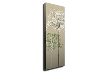 Lerretsbilde - Stiliserte trær med hvite og grønne blader på en nøytral bakgrunn - Grønn / Hvit / Beige - Interiør - Maleri & posters - Lerretsbilder