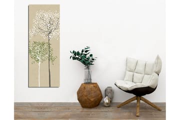 Lerretsbilde - Stiliserte trær med hvite og grønne blader på en nøytral bakgrunn - Grønn / Hvit / Beige - Interiør - Maleri & posters - Lerretsbilder