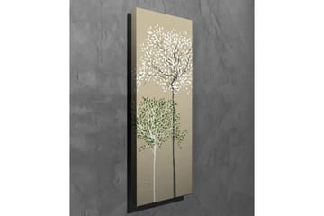 Lerretsbilde - Stiliserte trær med hvite og grønne blader på en nøytral bakgrunn - Grønn / Hvit / Beige - Interiør - Maleri & posters - Lerretsbilder