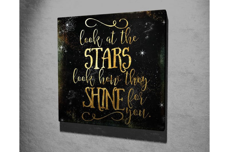 Lerretsbilde - Stjernehimmel med inspirerende tekst - Gull / Svart - Interiør - Maleri & posters - Lerretsbilder