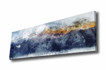 Lerretsbilde - Storslått fjellandskap med snødekte topper - Mørk blå / Grå / Gull - Interiør - Maleri & posters - Lerretsbilder