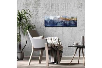 Lerretsbilde - Storslått fjellandskap med snødekte topper - Mørk blå / Grå / Gull - Interiør - Maleri & posters - Lerretsbilder