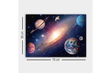 Lerretsbilde - Storslått romscene med planeter og galakser - Blå / Lilla / Oransje - Interiør - Maleri & posters - Lerretsbilder