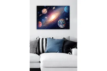 Lerretsbilde - Storslått romscene med planeter og galakser - Blå / Lilla / Oransje - Interiør - Maleri & posters - Lerretsbilder