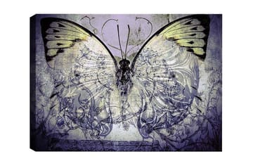 Lerretsbilde - Storslått sommerfugl med intrikate mønstre og detaljer - Lilla / Svart / Grønn - Interiør - Maleri & posters - Lerretsbilder