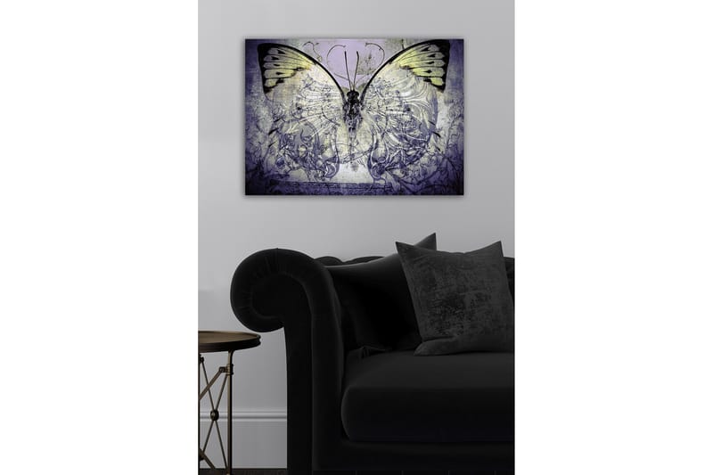 Lerretsbilde - Storslått sommerfugl med intrikate mønstre og detaljer - Lilla / Svart / Grønn - Interiør - Maleri & posters - Lerretsbilder