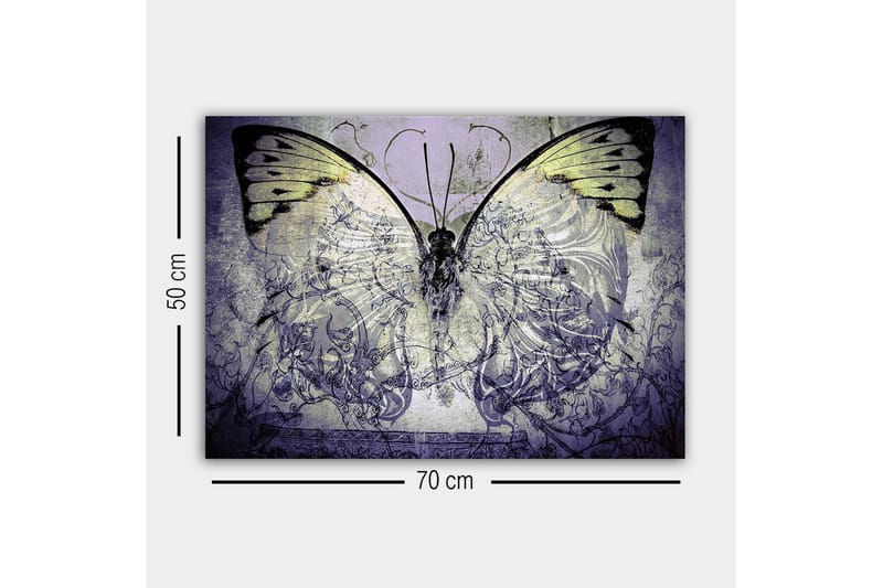 Lerretsbilde - Storslått sommerfugl med intrikate mønstre og detaljer - Lilla / Svart / Grønn - Interiør - Maleri & posters - Lerretsbilder