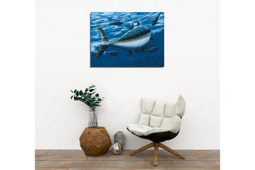 Lerretsbilde - Svømmende tunfisk i dypblått hav - Mørk blå / Lys blå / Hvit - Interiør - Maleri & posters - Lerretsbilder