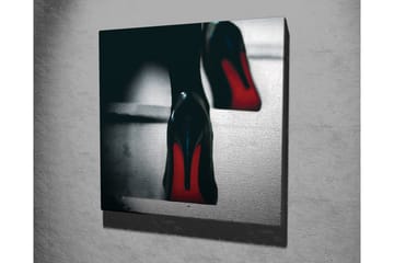 Lerretsbilde - Svarte høyhælte sko med røde detaljer - Svart / Rød - Interiør - Maleri & posters - Lerretsbilder