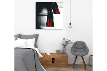 Lerretsbilde - Svarte høyhælte sko med røde detaljer - Svart / Rød - Interiør - Maleri & posters - Lerretsbilder
