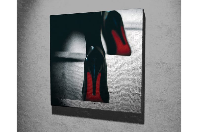 Lerretsbilde - Svarte høyhælte sko med røde detaljer - Svart / Rød - Interiør - Maleri & posters - Lerretsbilder