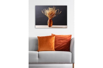 Lerretsbilde - Tørkede blomster i en elegant glassvase - Gull / Brun / Beige - Interiør - Maleri & posters - Lerretsbilder