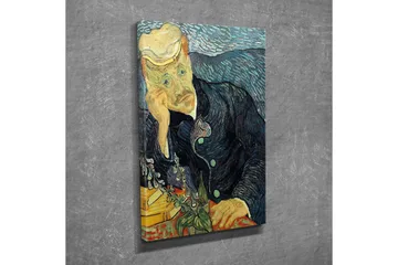 Lerretsbilde - Tankfull mann med en blomsterbukett - Mørk blå / Grønn / Hudfarge - Interiør - Maleri & posters - Lerretsbilder