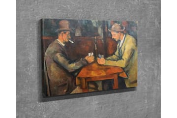 Lerretsbilde - To menn som spiller kort ved et bord - Mørk brun / Beige / Oransje - Interiør - Maleri & posters - Lerretsbilder