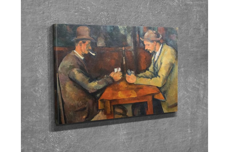 Lerretsbilde - To menn som spiller kort ved et bord - Mørk brun / Beige / Oransje - Interiør - Maleri & posters - Lerretsbilder