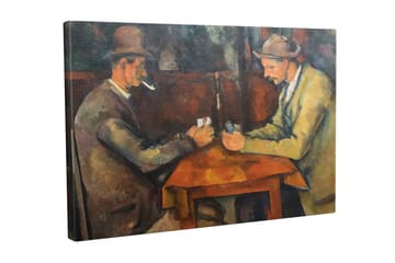 Lerretsbilde - To menn som spiller kort ved et bord - Mørk brun / Beige / Oransje - Interiør - Maleri & posters - Lerretsbilder