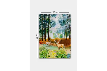 Lerretsbilde - Vakker hjort i skogsmiljø - Grønn / Brun / Beige - Interiør - Maleri & posters - Lerretsbilder