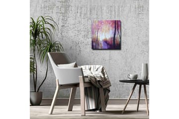 Lerretsbilde - Vakker skogsti med høstfarger og mykt lys - Lilla / Rosa / Gul - Interiør - Maleri & posters - Lerretsbilder