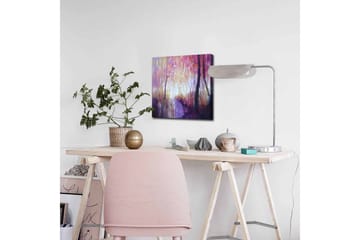 Lerretsbilde - Vakker skogsti med høstfarger og mykt lys - Lilla / Rosa / Gul - Interiør - Maleri & posters - Lerretsbilder
