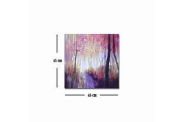 Lerretsbilde - Vakker skogsti med høstfarger og mykt lys - Lilla / Rosa / Gul - Interiør - Maleri & posters - Lerretsbilder