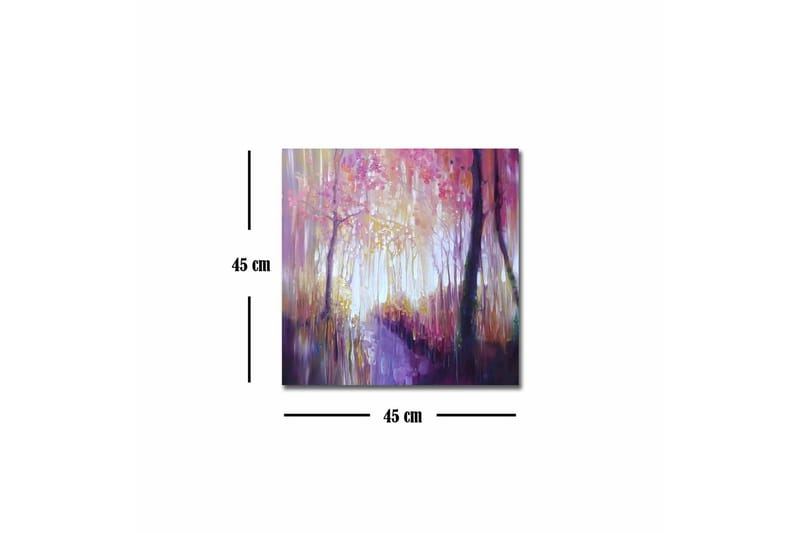 Lerretsbilde - Vakker skogsti med høstfarger og mykt lys - Lilla / Rosa / Gul - Interiør - Maleri & posters - Lerretsbilder