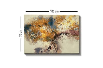 Lerretsbilde - Vakker trekrone med gyllent bladverk - Gull / Brun / Blå - Interiør - Maleri & posters - Lerretsbilder