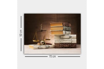 Lerretsbilde - Vekter med bøker i forskjellige farger og former - Gull / Brun / Hvit - Interiør - Maleri & posters - Lerretsbilder