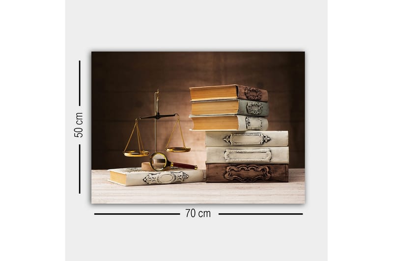 Lerretsbilde - Vekter med bøker i forskjellige farger og former - Gull / Brun / Hvit - Interiør - Maleri & posters - Lerretsbilder