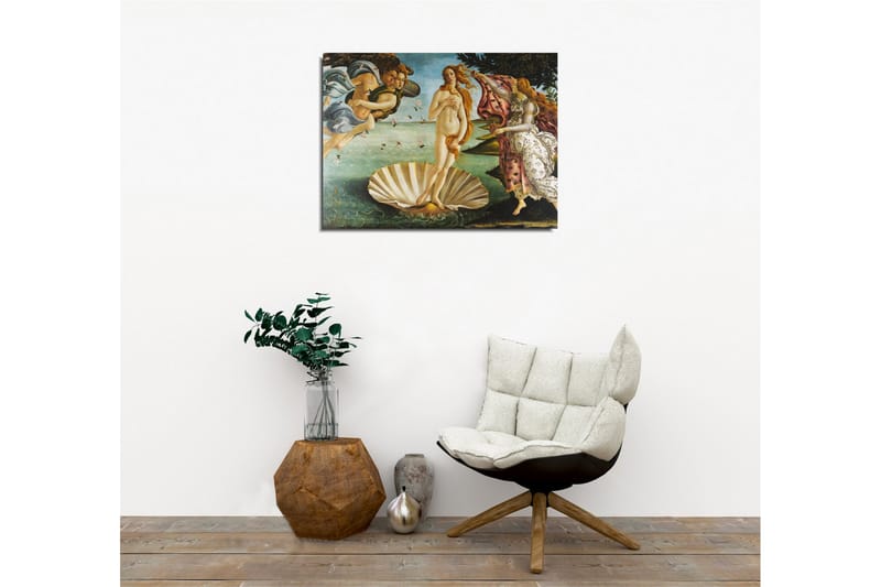 Lerretsbilde - Venus stiger opp fra havet på et skjell - Hudtone / Himmelblå / Grønn - Interiør - Maleri & posters - Lerretsbilder