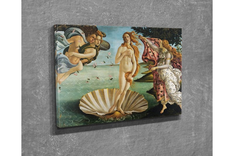 Lerretsbilde - Venus stiger opp fra havet på et skjell - Hudtone / Himmelblå / Grønn - Interiør - Maleri & posters - Lerretsbilder