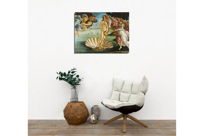 Lerretsbilde - Venus stiger opp fra havet på et skjell - Hudtone / Himmelblå / Grønn - Interiør - Maleri & posters - Lerretsbilder