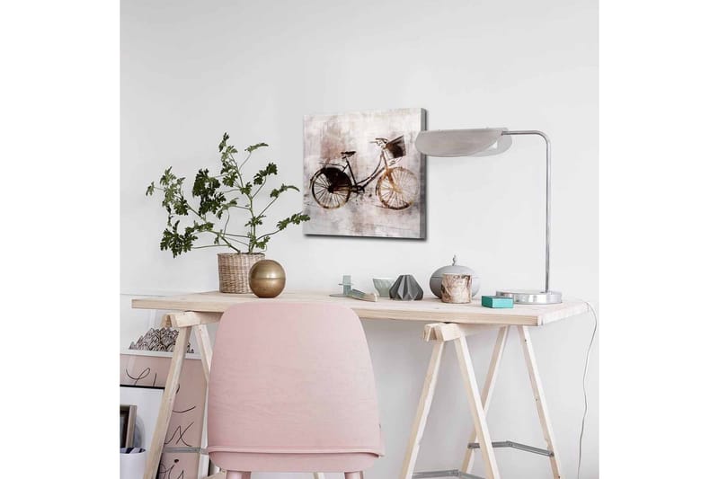 Lerretsbilde - Vintage sykkel med kurv - Svart / Brun / Beige - Interiør - Maleri & posters - Lerretsbilder