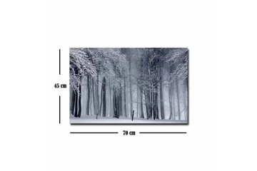 Lerretsbilde - Vinterskog med snødekte trær - Hvit / Grå / Svart - Interiør - Maleri & posters - Lerretsbilder