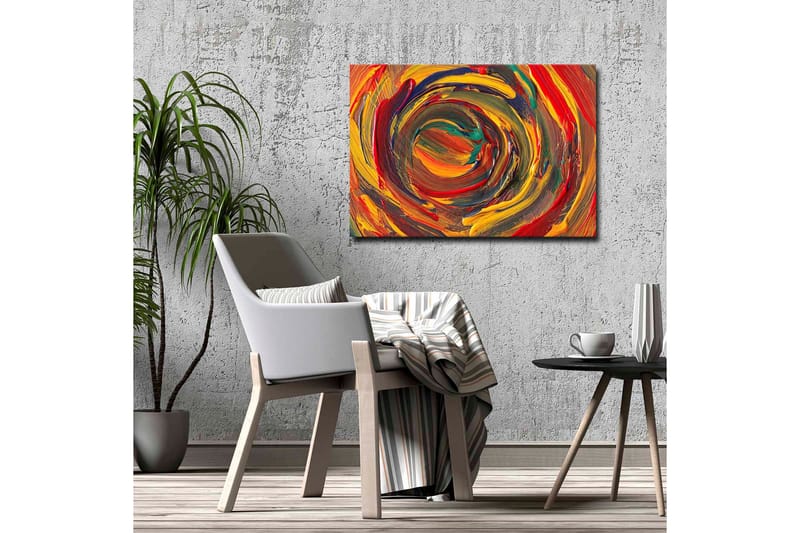 Lerretsbilde - Virvlende farger i en dynamisk spiralform - Rød / Gul / Grønn - Interiør - Maleri & posters - Lerretsbilder