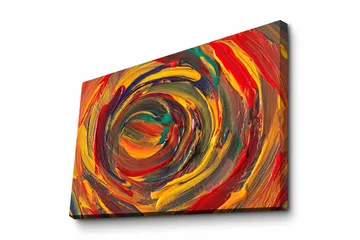 Lerretsbilde - Virvlende farger i en dynamisk spiralform - Rød / Gul / Grønn - Interiør - Maleri & posters - Lerretsbilder