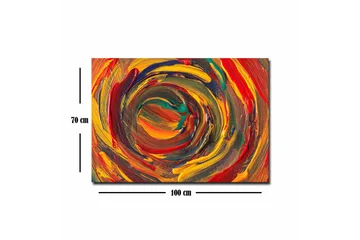 Lerretsbilde - Virvlende farger i en dynamisk spiralform - Rød / Gul / Grønn - Interiør - Maleri & posters - Lerretsbilder