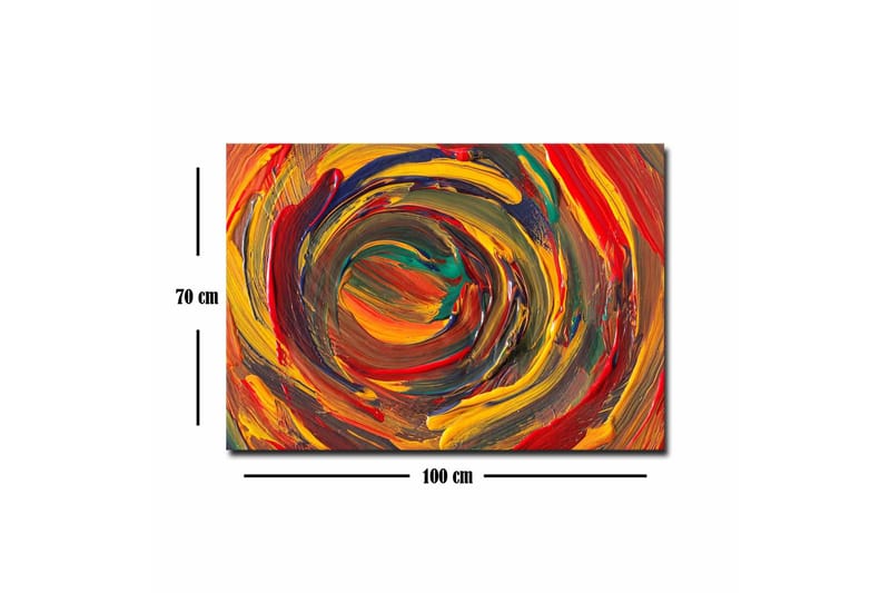 Lerretsbilde - Virvlende farger i en dynamisk spiralform - Rød / Gul / Grønn - Interiør - Maleri & posters - Lerretsbilder