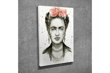 Lerretsbilde - Portrett av en kvinne med blomster i håret - Grå / Rosa / Beige - Interiør - Maleri & posters - Lerretsbilder