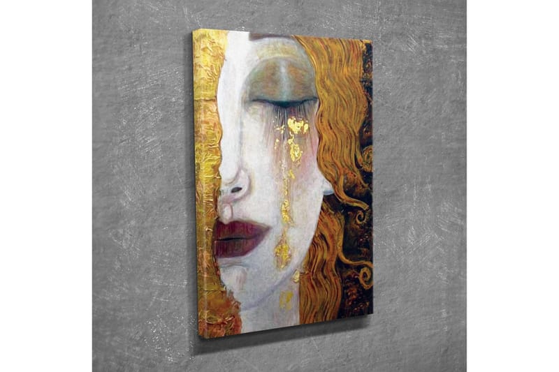 Lerretsbilde - Portrett av en kvinne med tårer av gull - Gull / Hudtone / Brun - Interiør - Maleri & posters - Lerretsbilder