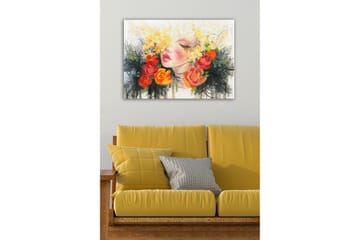 Lerretsbilde - Portrett av en kvinne med blomster i håret - Oransje / Gul / Svart - Interiør - Maleri & posters - Lerretsbilder