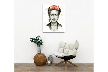 Lerretsbilde - Portrett av en kvinne med blomster i håret - Grå / Rosa / Beige - Interiør - Maleri & posters - Lerretsbilder