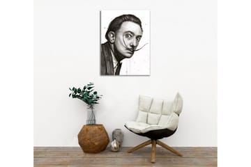 Lerretsbilde - Portrett av en mann med en særegen bart og intense øyne - Svart / Grå / Hvit - Interiør - Maleri & posters - Lerretsbilder