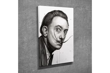 Lerretsbilde - Portrett av en mann med en særegen bart og intense øyne - Svart / Grå / Hvit - Interiør - Maleri & posters - Lerretsbilder