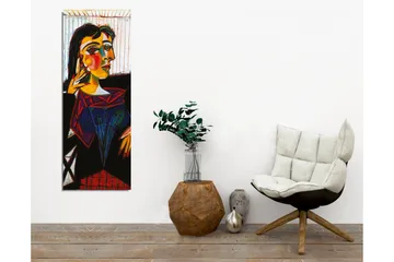 Lerretsbilde - Portrett av en kvinne med fargerike ansiktstrekk - Gul / Svart / Rød - Interiør - Maleri & posters - Lerretsbilder