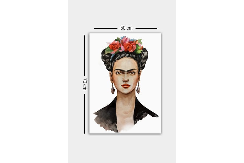 Lerretsbilde - Portrett av en kvinne med blomster i håret - Rød / Grønn / Svart - Interiør - Maleri & posters - Lerretsbilder